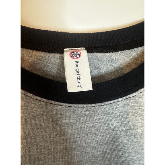 Its a Girl Thing Youth XL Raglan Shirt Cat Graphic Gray Black Sleeve Tee - Picture 5 of 5